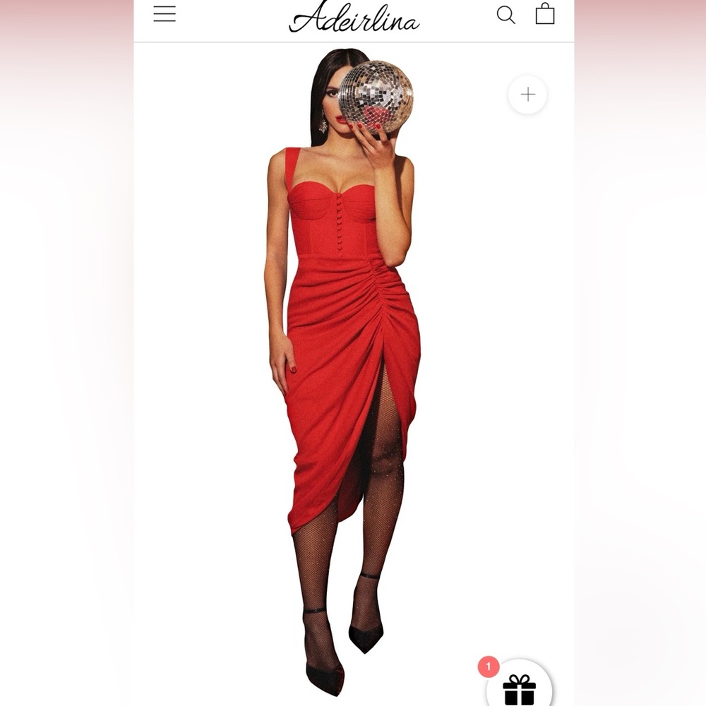 Aderlina Women's It’s Showtime Red Midi Dress Size Large NWT